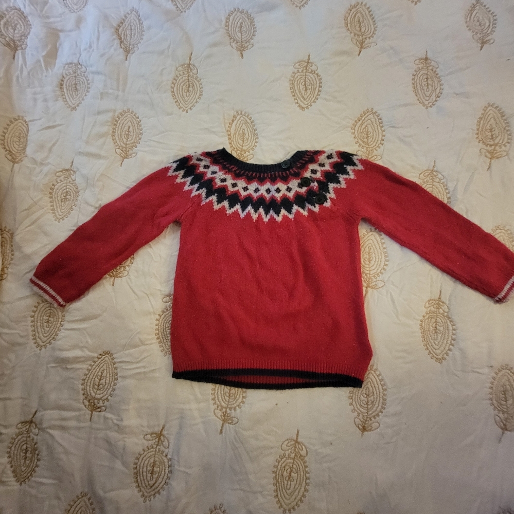 Baby Boden Red and Blue Fair Isle Sweater